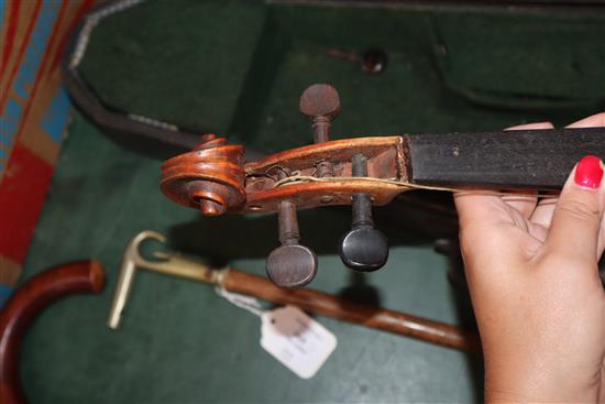 A cased double back violin, John Lamb 1917